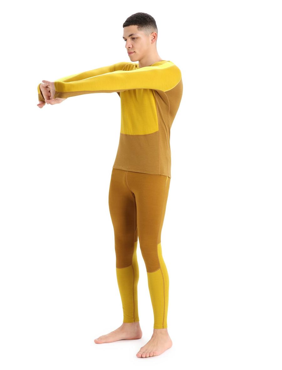 Silent Gold / Clove Men's Icebreaker 200 ZoneKnit™ Merino Long Sleeve Crewe Base Layers | USA 1326HAPK